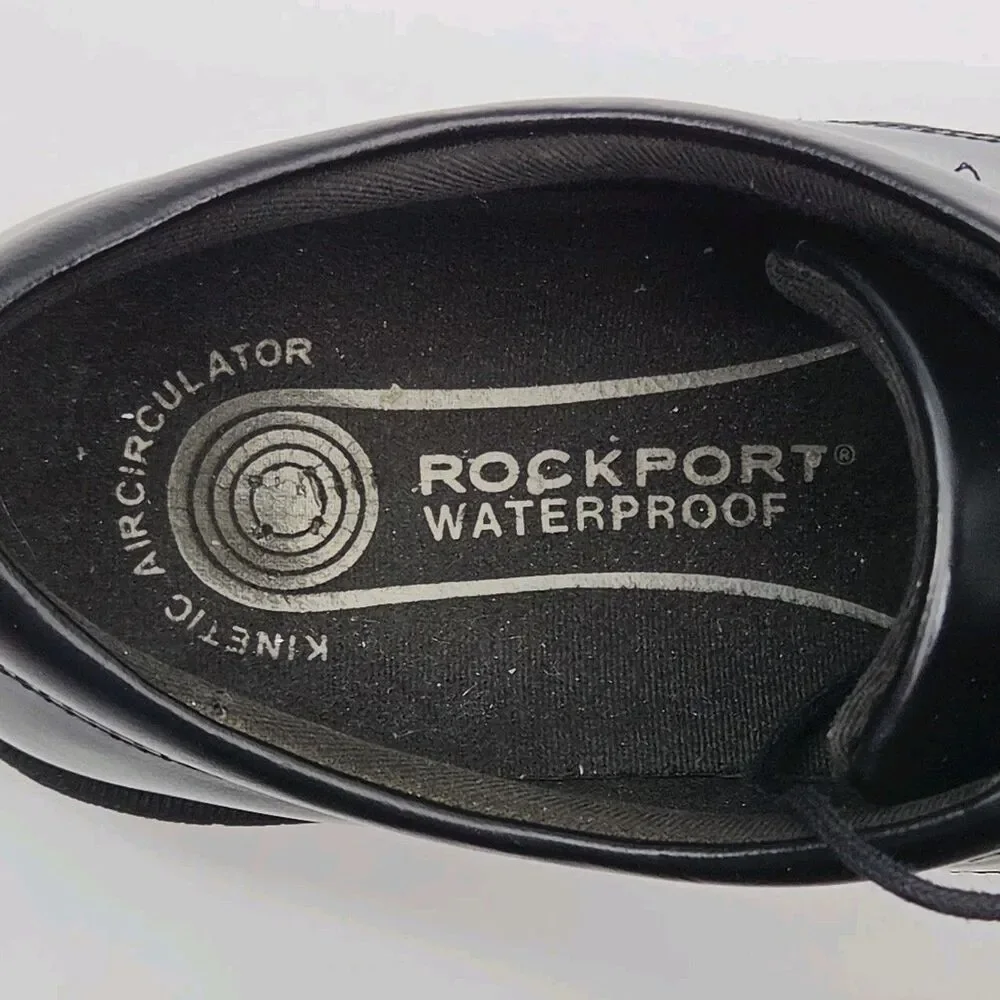 Rockport Shoe Oxford Dress Men Sz 10N Narrow Black Leather KineticAir Waterproof